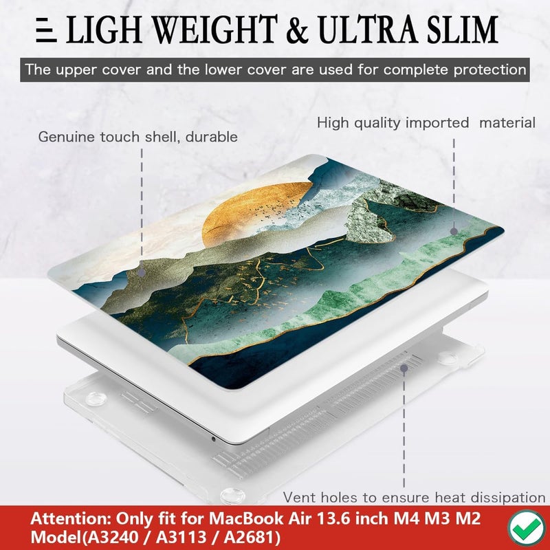 CISSOOK Mountain Case for MacBook Air 13.6 inch 2025 2024 2022 Release Model A3240 A3113 A2681, Plastic Sunshine Mountain Scenery Cover for MacBook Air 13 M4 M3 M2 Case with Keyboard Cover - Image 4